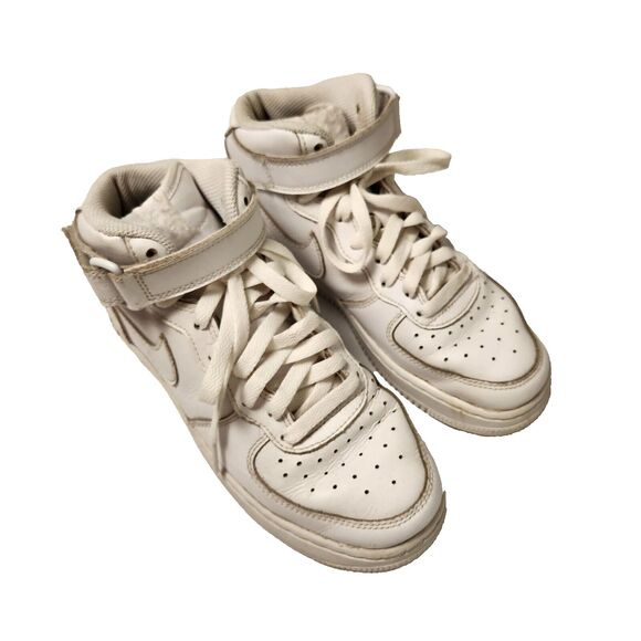 Nike DH2933-111 Air Force 1 GS Size 5Y Triple White Athletic Mid Top Sneakers - Picture 2 of 12